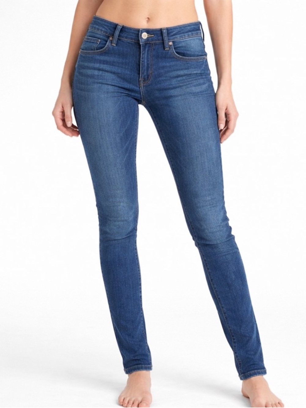 Forever21 Blue Skinny Denim Mid Rise Jeans